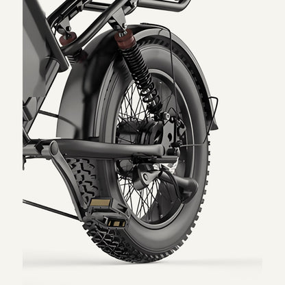 Roue arrière, moteur et amortisseur du Volt